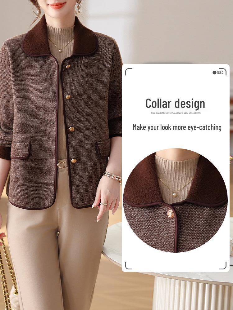 Stylish Autumn Knit Cardigan for Middle-aged and Elderly Women - 2025 Collection