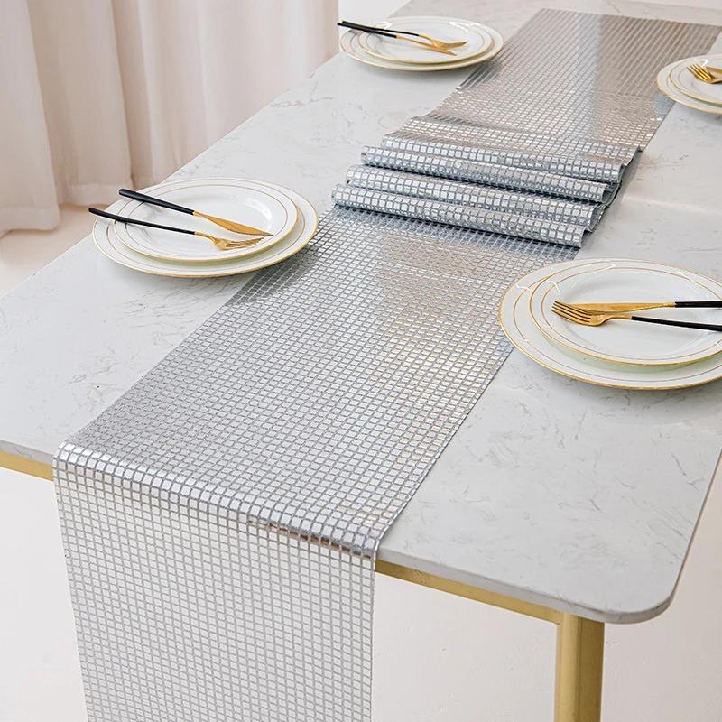 1PC 30x180cm Glitter Sequin Disco Table Runner Mirror Gold/Silver/Color Foil Metallic Dining Table Decoration For Wedding Party