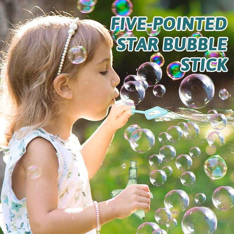 Five Pointed Star Bubble Toy Portable Bubble Stick Outdoor Bubble Toy Children'S Toy Holiday Birthday Gift With Bubble Water