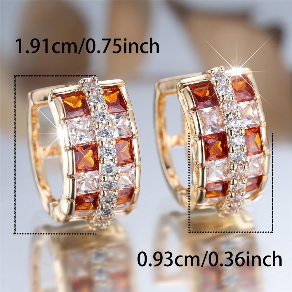 Cute Female White Red Zircon Stone Hoop Earrings Fashion Gold Color Wedding Jewelry For Women