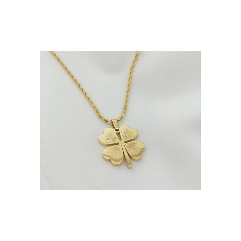 Ocelový náhrdelník jetelový náhrdelník dlouhý 65 cm zlatý