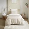 Pack complet 4 pièces Lin/Blanc réversible housse de couette pour lit 90 x 190 cm
