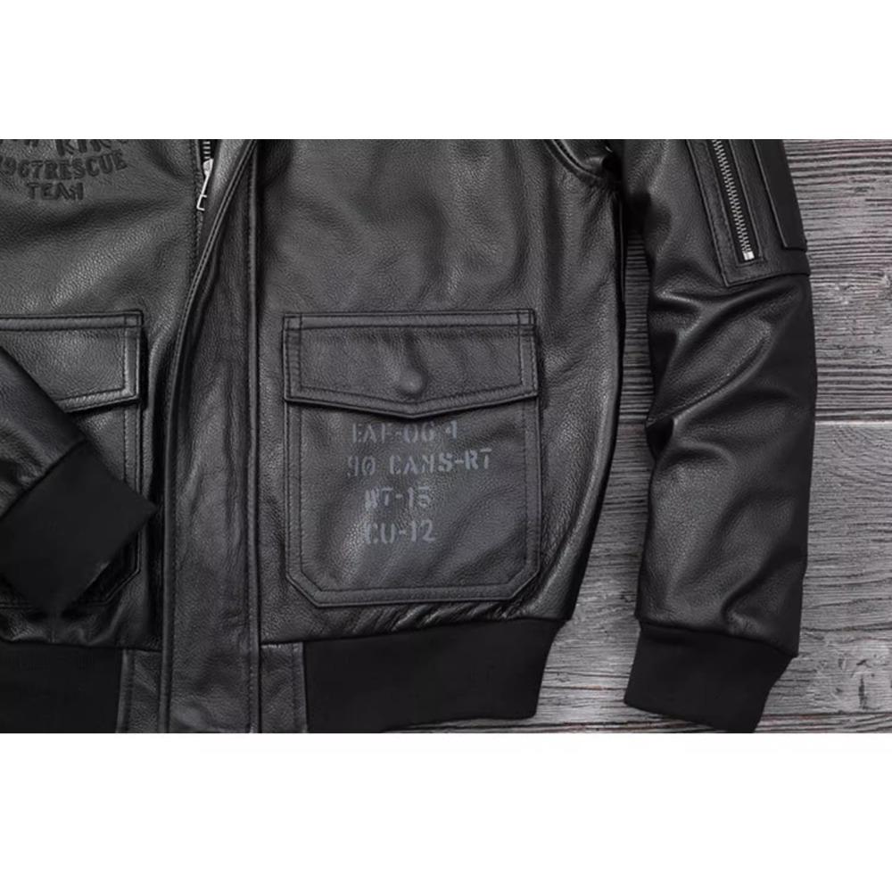 Chinese Size Genuine Leather Jacket for Men Real Cowhide Skin Military A2 Flight Suit Embroidered Pilot Coats Mens Aviation Clothing Autumn