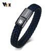 Vnox Bracciale ID Medico Personalizzato da Uomo Braccialetto in Pelle Intrecciata con Chiusura Diabete BPCO Alzheimer Gioielli Personalizzati