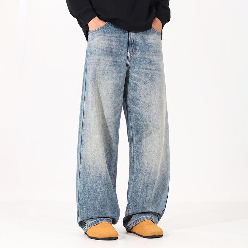 Retro Nostalgic Jeans Men's Clanfit Straight Loose Trendy Brand Wide-leg American High Street Versatile Long Pants