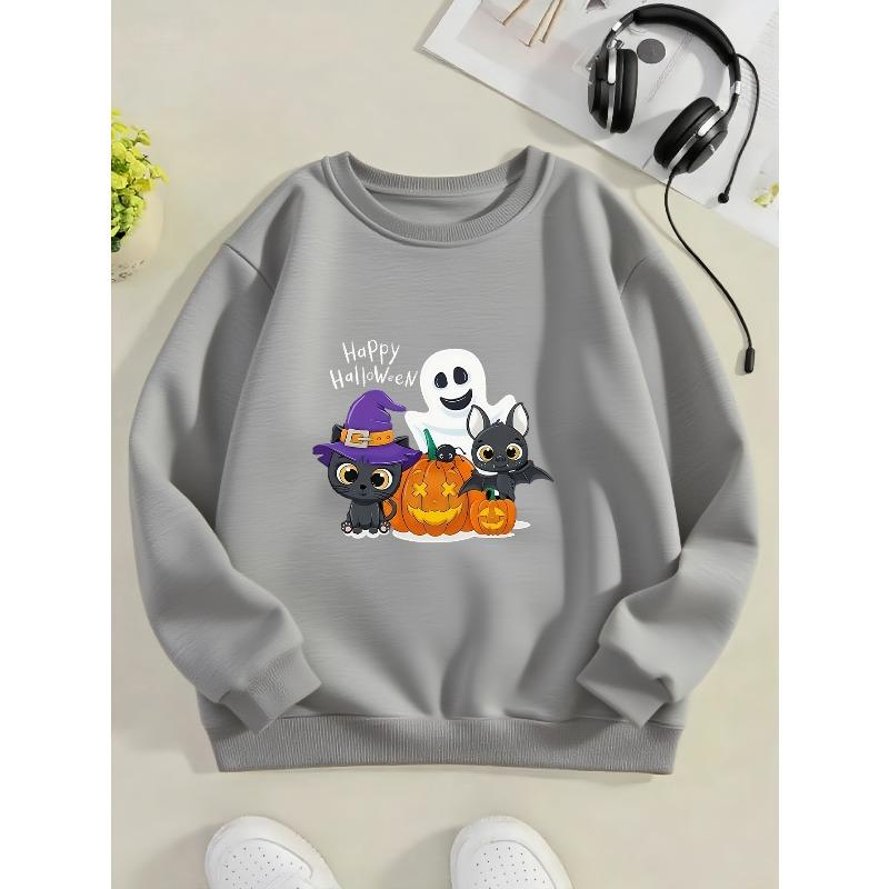 Kids Sweatshirt,Boys' Crew Neck Sweatshirt Fashion Print Halloween Christmas Football Trendy Element Top(Easy-Care)