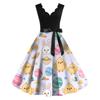 Women's Casual Fashion Easter Print V-neck Retro Dress