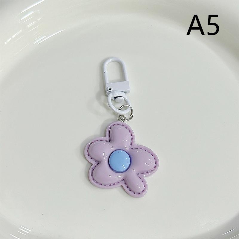 

Cute Color Flower Pendant Keychains Bag Earphone Case Pendant Diy Accessories Car Key Ring Candy Color Key Chains Decor Jewelry A5