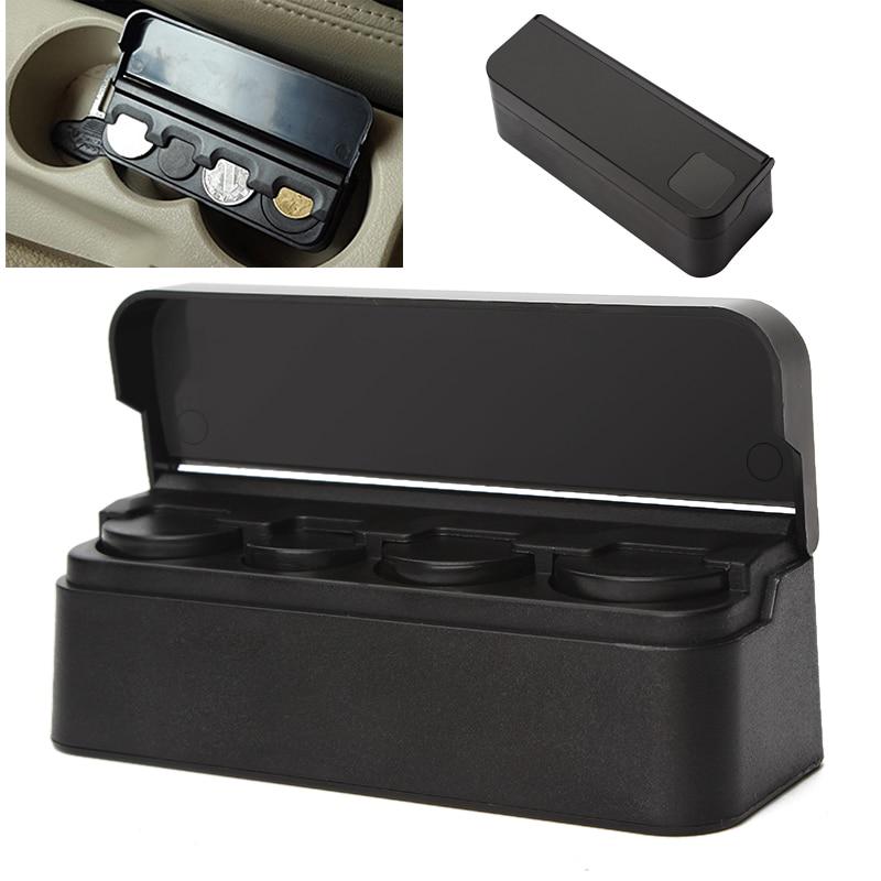 Black Plastic Car Orginazer Universal Coin Case Storage Box Holder Container Car Coin Holder
