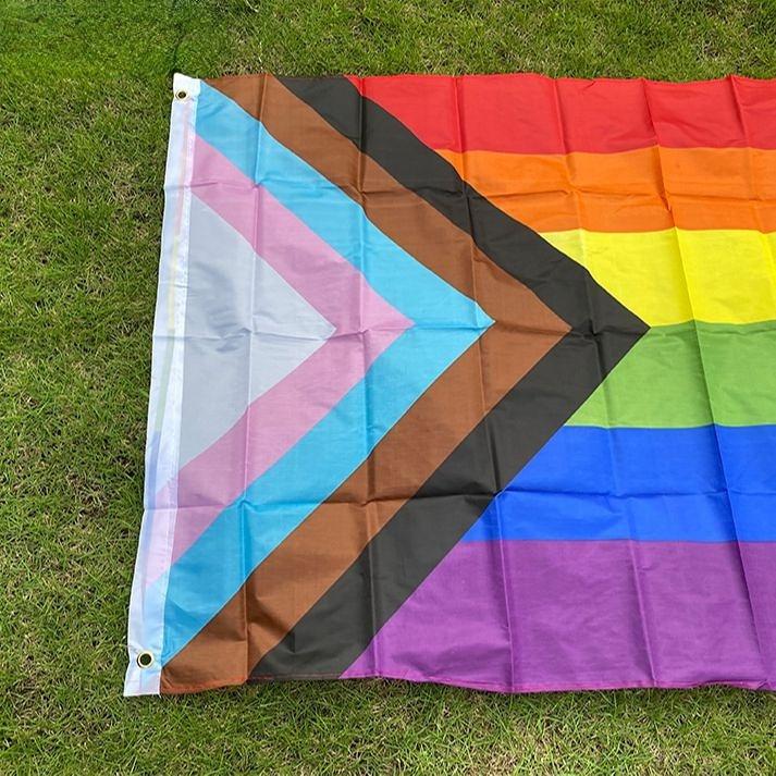 Rainbow Flag 150X90CM Banner 100D Polyester Grommets Lgbt Gay Rainbow Progress Pride Flag Decoration Peace