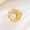 Douyin Same Incense Grandma Baroque Ring Women's Natural Pearl Copper Micro-inlaid Zircon Ring Decoration High Sense