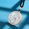 Silver Eight Trigrams Fortune Pendant - Unisex Wealth Attraction Amulet with Black Rope