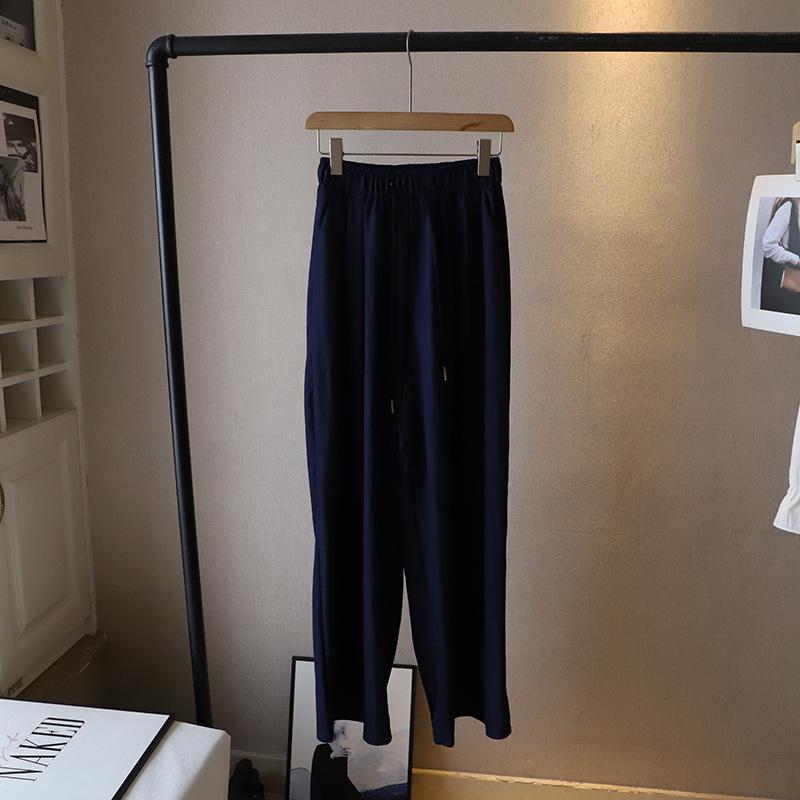 [Bi Zheng] 2025 Early Spring Women's Korean Style Loose Wide-Leg Elastic Waist Casual Pants