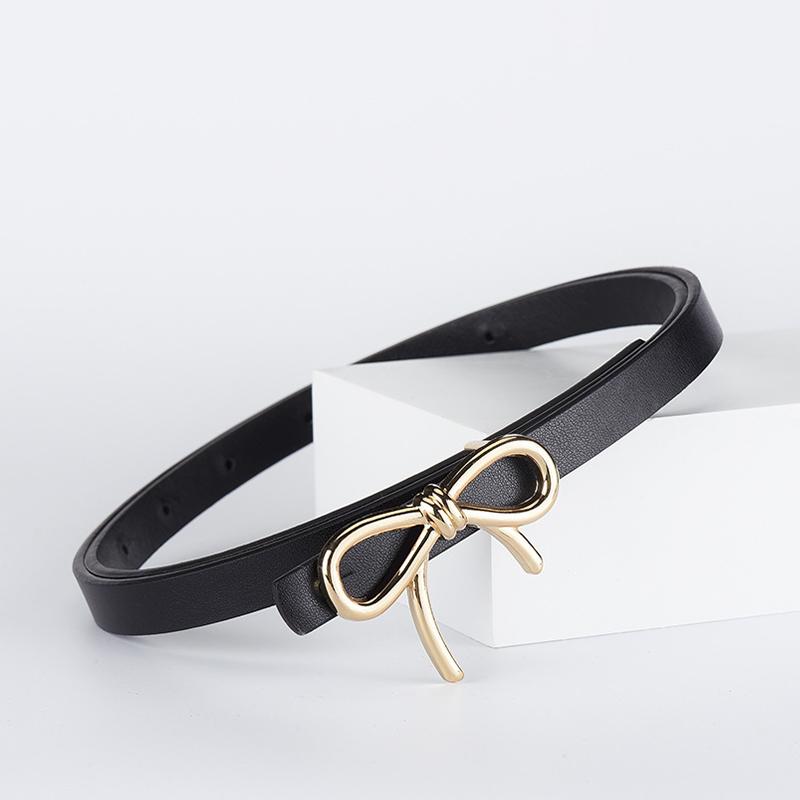 1Pc Women's Solid Color Metal Buckle Skinny Ladies Dress Thin Waistband Waist Belt PU