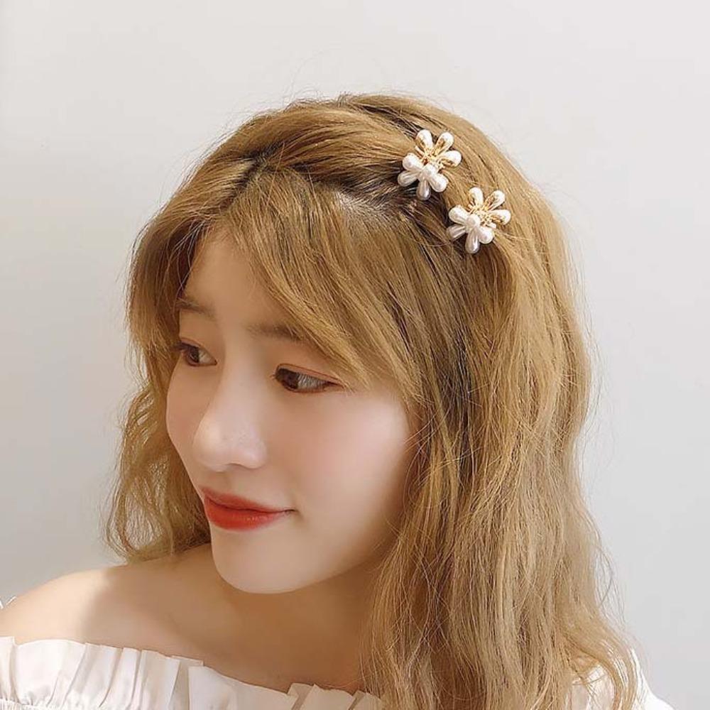 10pcs Korean Style Mini Hair Claw Sweet Women Side Clip Simple Pearls Flower Hairpin  Party