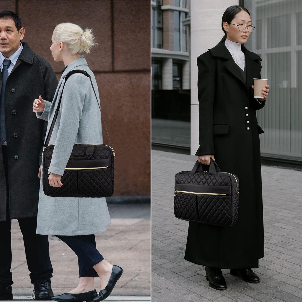 Women's Crossbody Laptop Bag - Single Shoulder Briefcase with Inner Sleeve for 15.6" MacBook Pro