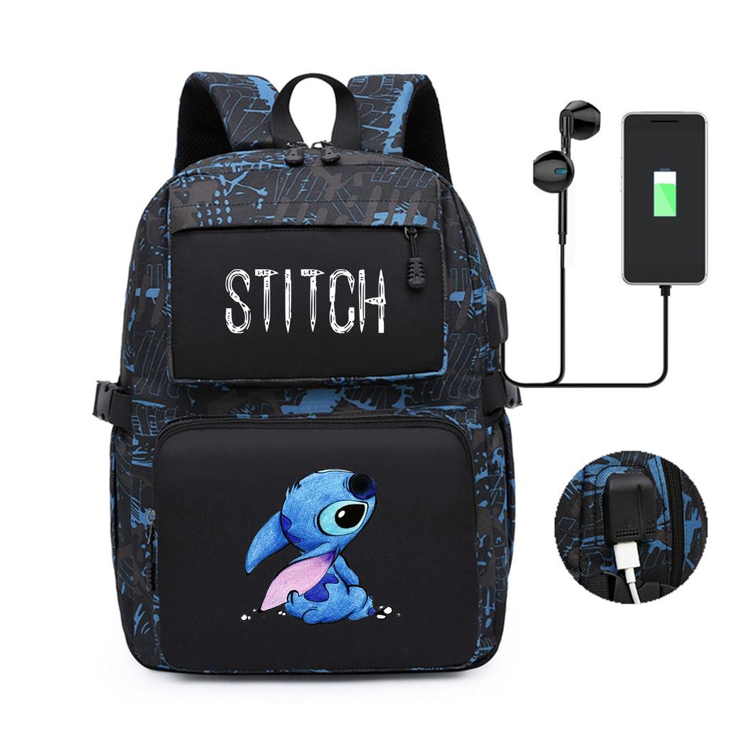 Peripheral Printed Backpack, Large-Capacity Student Schoolbag Usb Computer Bag For Men And Women