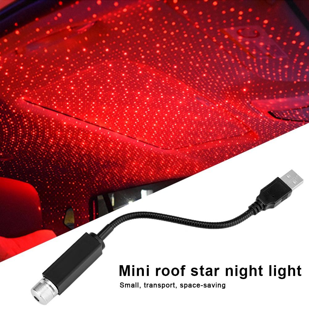 Mini USB LED Car Auto Atmosphere Projector Ceiling Star Red Light Lamp
