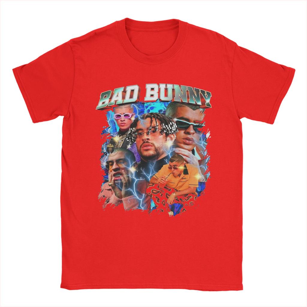 Fun Bad Bunny Collage TShirt Unisex O Neck 100 Cotton T Shirts Short Sleeve Tees Graphic Clothing