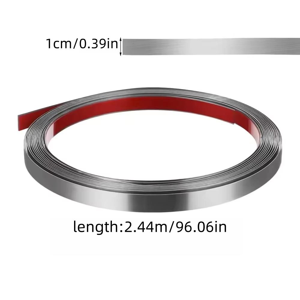 1pc 2.44m/96.06in Stainless Steel Decorative Strip Mirror Stickers Room Decor for Wall Background Ceiling Waist Line Sticker