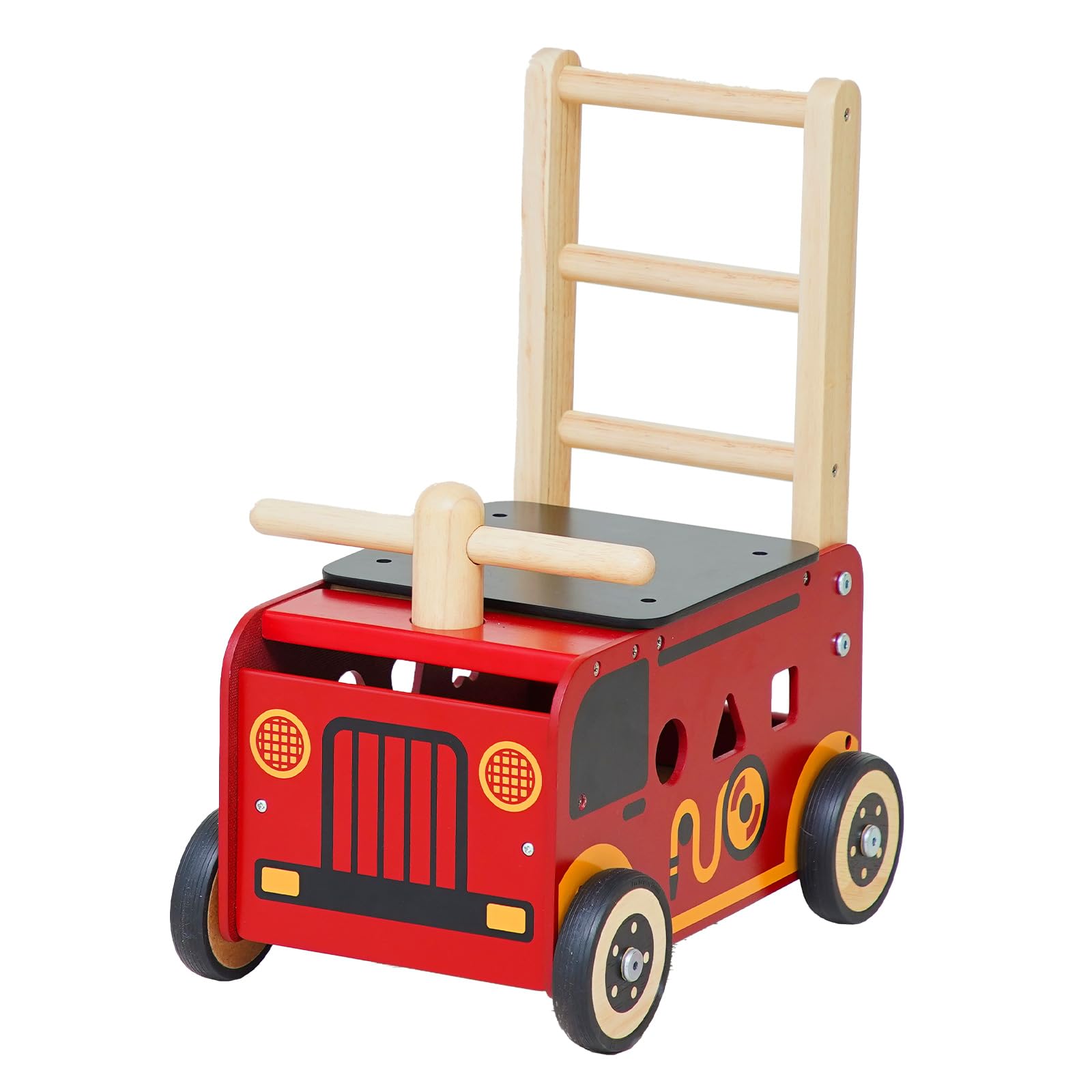 

Toy Walker Ride Fire Truck Push Cart with Rattlesnake Wooden Educational Toy for 1st Birthday Gift for Boys and Girls Edutē I m & Toy, Babies,