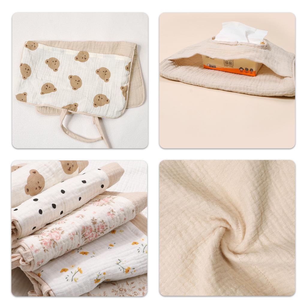 Storage Bag Soft Cotton Infant Bed Rail Storage Organizer Bag Providing Quick Access to Essentials During Nighttime Care