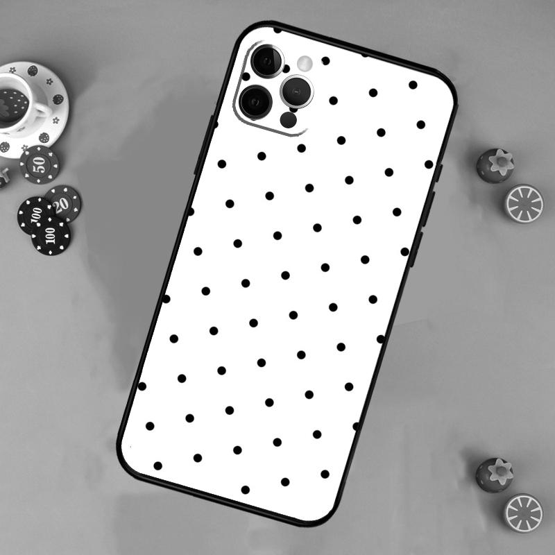 

Black And White Polka Dot Phone Case For iPhone 17 Air 14 16 15 11 12 13 Pro Max 12 13 mini 15 16 Plus 16e Cover Funda iPhone 12