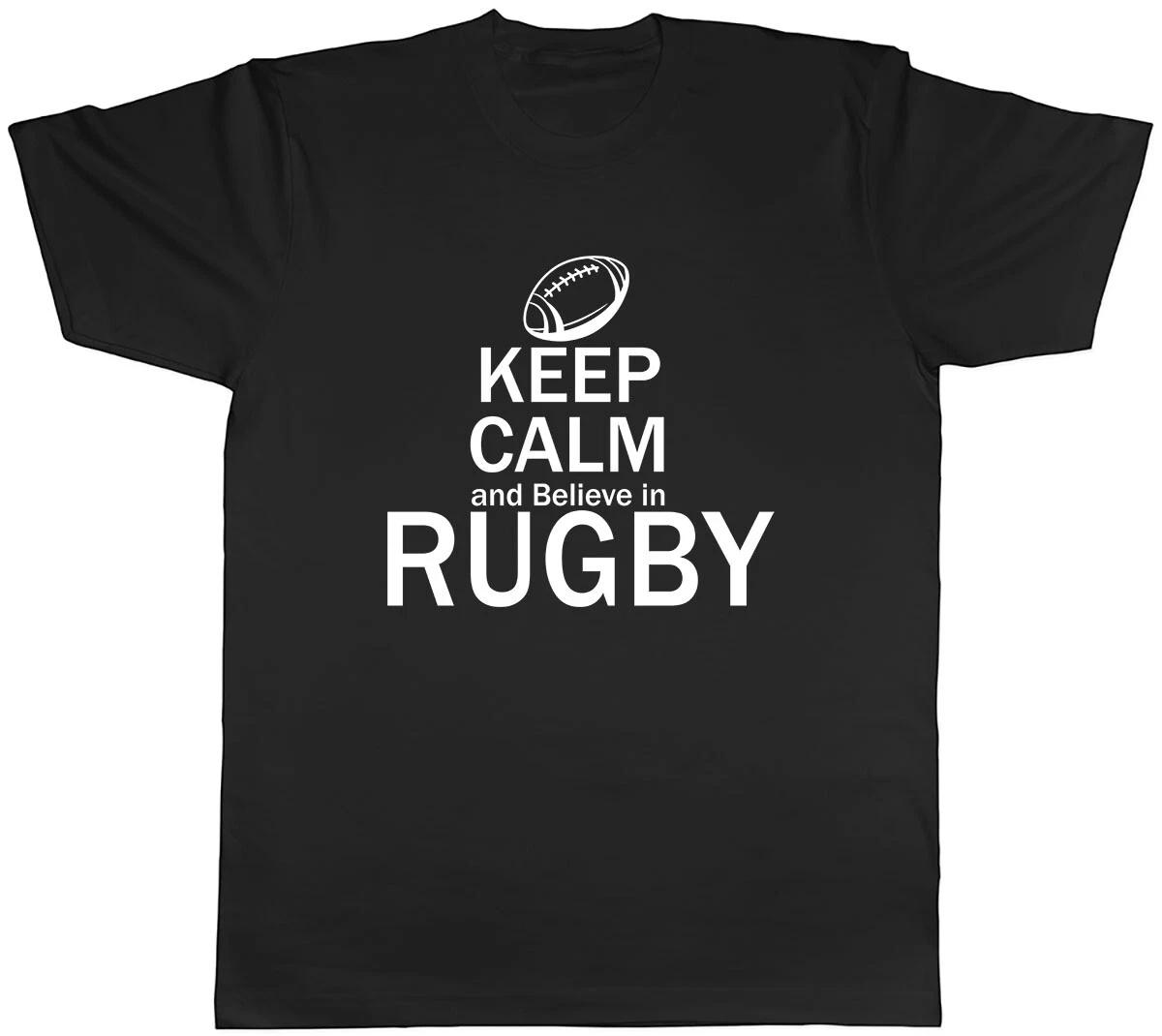 Keep Calm and Believe in Rugby Mens Unisex T-Shirt Tee S