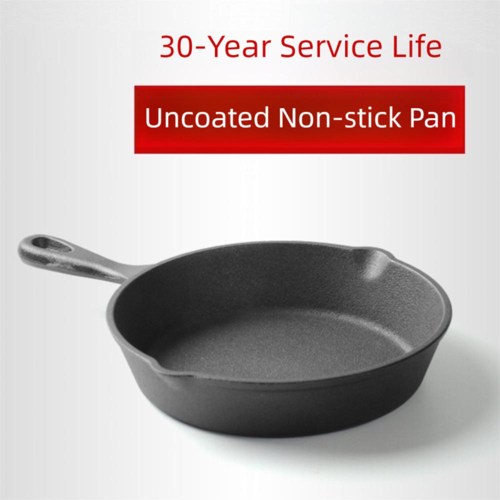 10/14/16/20/26cm Cast Iron Skillet Pre-Seasoned Breakfast Pan Black Mini Omelette Pan  Cooking Eggs