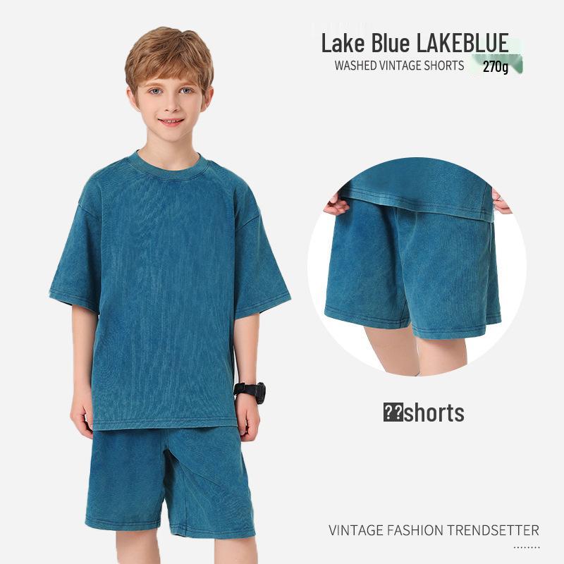 Pure Cotton Retro Short Sleeve Round Neck Loose T-Shirt for Children & Toddlers - Trendy Spring/Summer Kids' Clothing