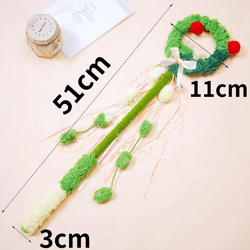 Cat Toys Tassel Cats Stick Teaser Wool Ball Tassel Interactive Cat Toy Cartoon Sticks Cats Toy with Bell Cute Handle Kitten Toys