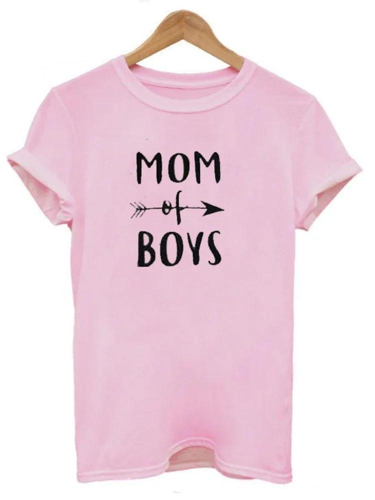 MOM OF BOYS Letter Print T Shirt WoUnisex Short Sleeve O Neck Loose Tshirt Ladies Summer WoUnisex Tee Shirt Tops Camisetas Mujer
