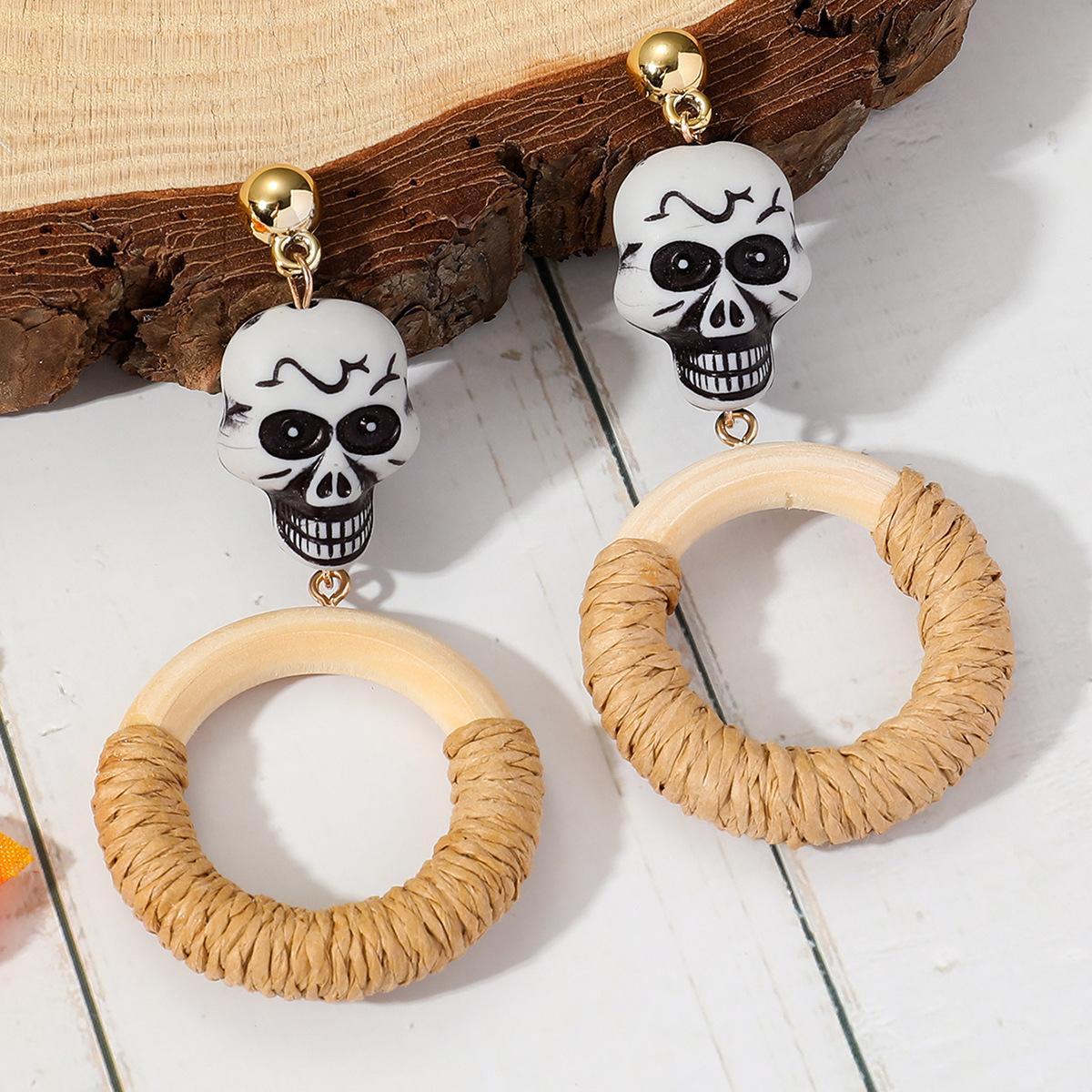 

Серьги JMXD-Skull Серьги Женская мода Круглые серьги Украшения в стиле вечеринки на Хэллоуин белый