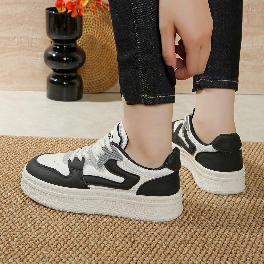 Fashionable New Comfortable Women's Vulcanized Shoes Spring and Autumn Elegant Round Toe Lace Up Breathable Casual Sports Shoes