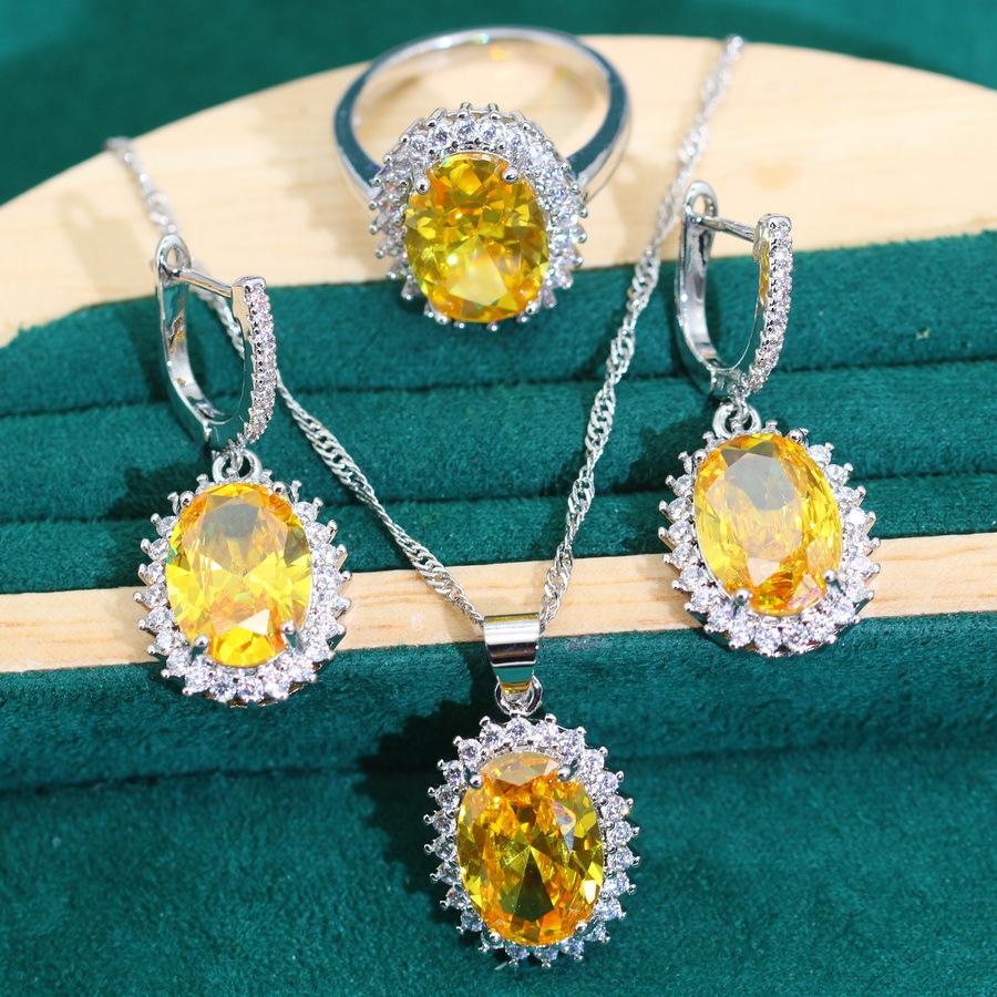 

2024 Новые ювелирные изделия Цирконий Ожерелье Серьги Кольцо Комплект 10 yards