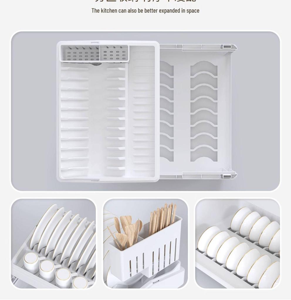 Kitchen Bowl & Chopstick Storage Rack with Lid for Tableware and Dish Draining