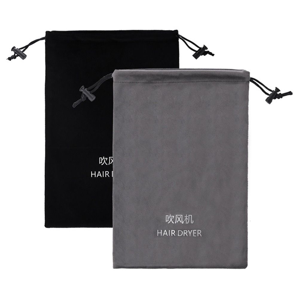 Flannel Hair Dryer Storage Bag Foldable Dustproof Hair Curler Protective Cover Soft Large Capacity Drawstring Carrying Case