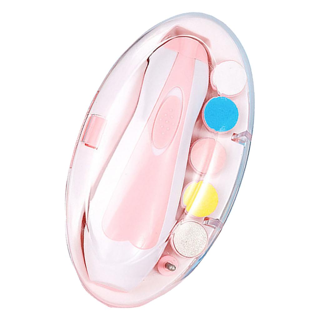 LED Baby Nail File Electric Nail Trimmer Manicure Set Toes Fingernails Care Trim Polish Kit for Toddlers Kids Newborn Pink