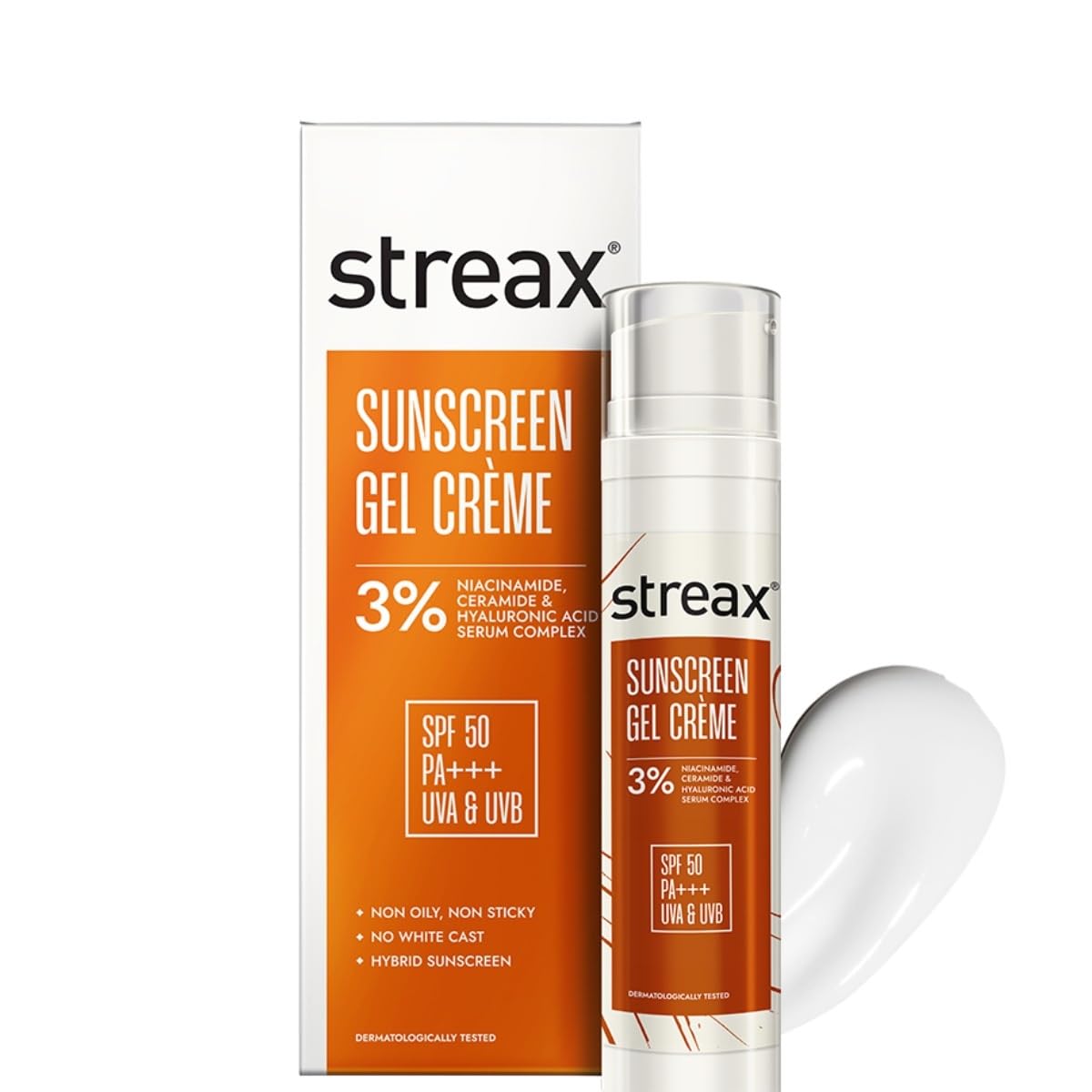 

Streax Солнцезащитный гель-крем SPF 50 PA+++ 50 г Увлажняющий Осветляющий Нежирный Защита для лица с сывороткой