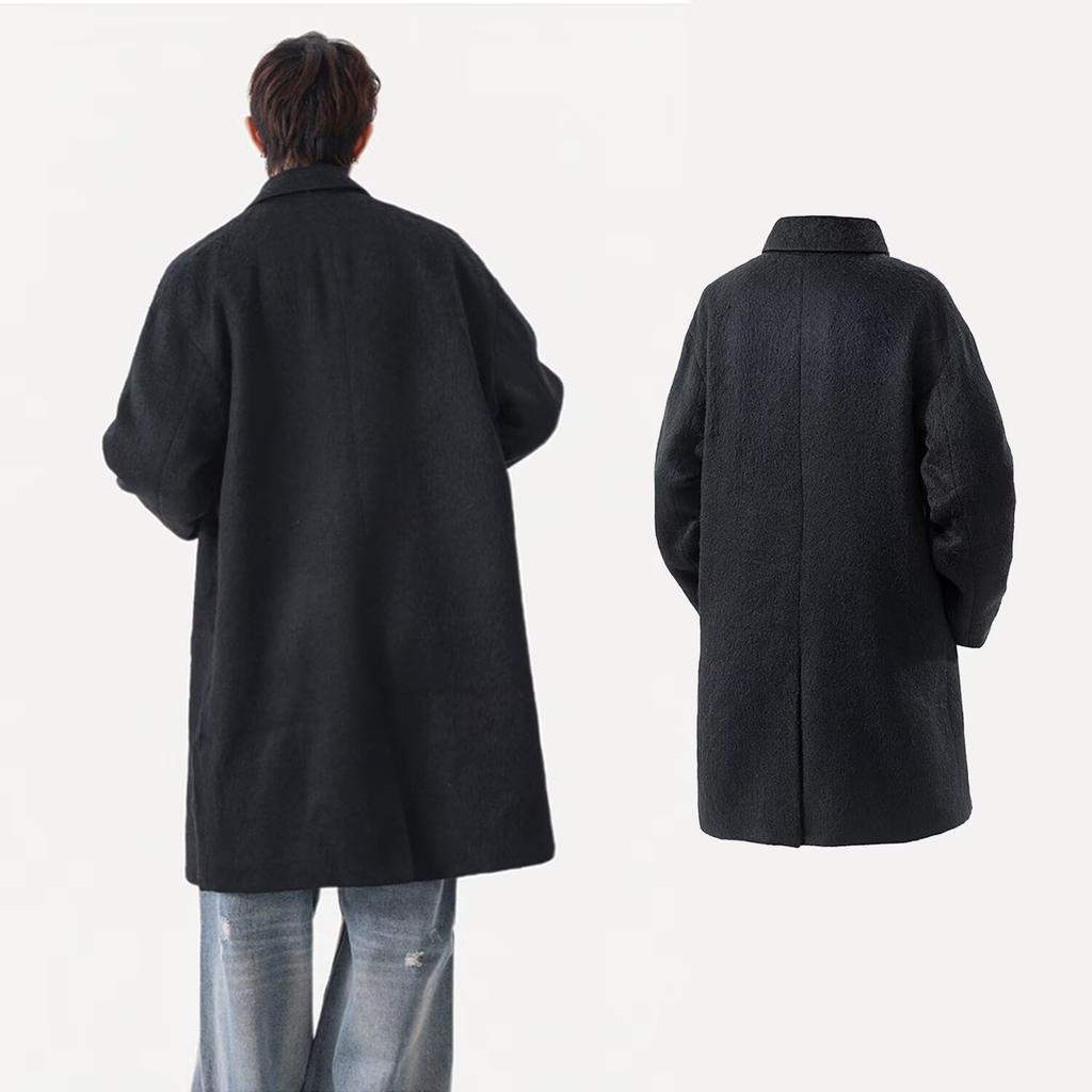 Yucahype Chesterfield Long Melton Fabric Trench Loose Plus Solid Cold Weather School Men's Coat, Coat, Fit, Sizes, Color, Windproof, Jacket, Stylish,