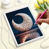 DIY Diamond Art Pearl Painting Kit for Adults,  Moon Over The Sea Special Shaped Pearl Art Painting Wall for Home Office Decor Handmade Gift