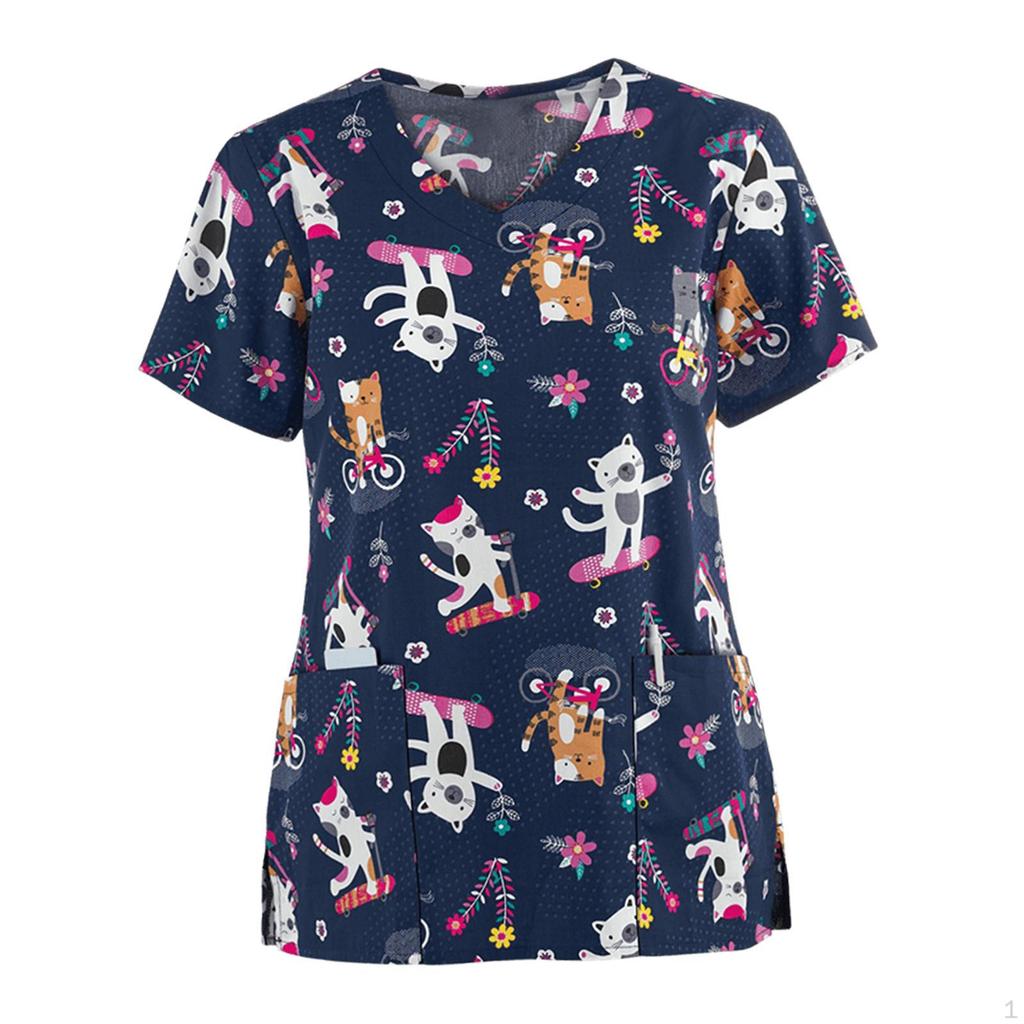 Surgical Shirt for Pet Groomers, Easy to Clean, Elegant, Professional, Short Sleeve, Nurse Work