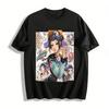 Anime Girl Print Casual Top Trendy Cartoon Style Loose Fit Unisex T-Shirt For Teens Adults Pure Cotton T-shirt
