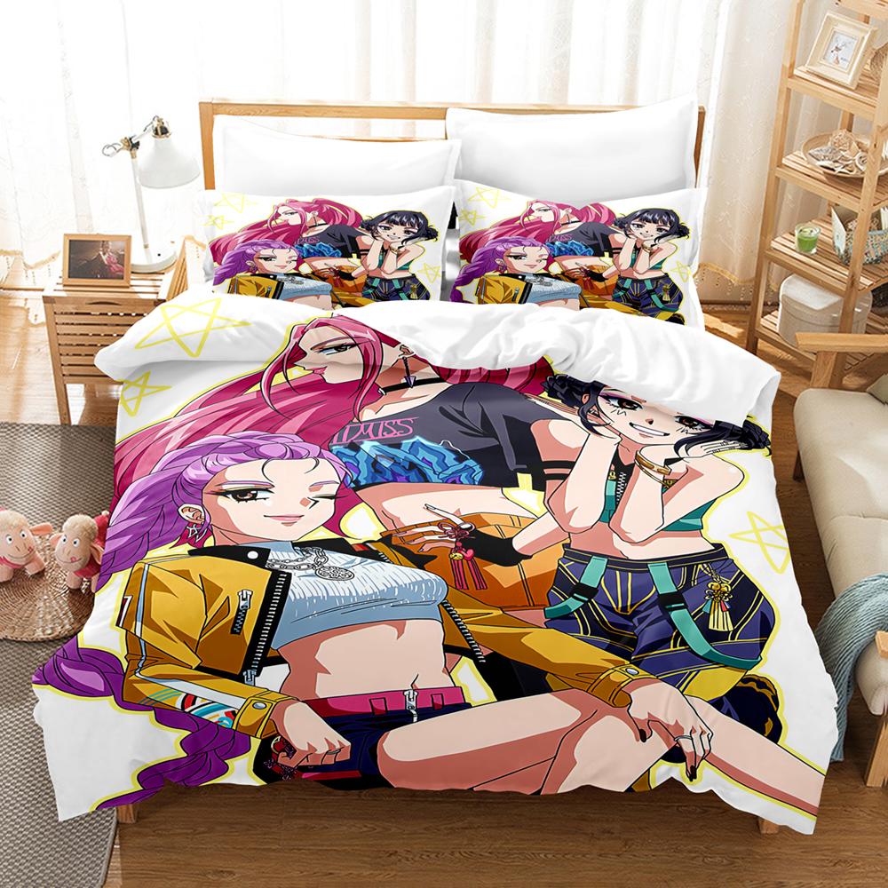 K-POP Demon Hunters Bedding Set Queen King Size EU Single Quilt Bed Cover Duvet Cover Sets With Pillowcases For Girls Birthday