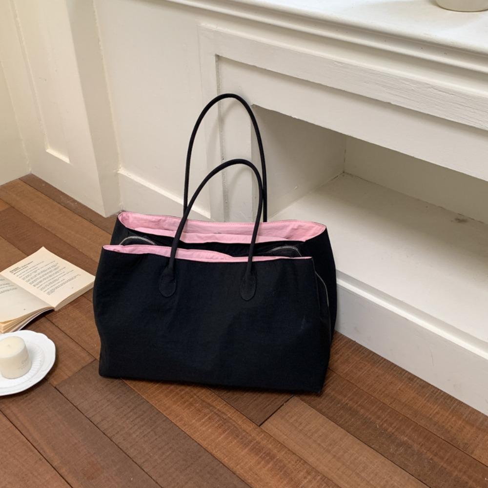 Waterproof Nylon Shoulder Bag Elegant Computer Bag Fashion Nylon Tote Bag Shopping розовый