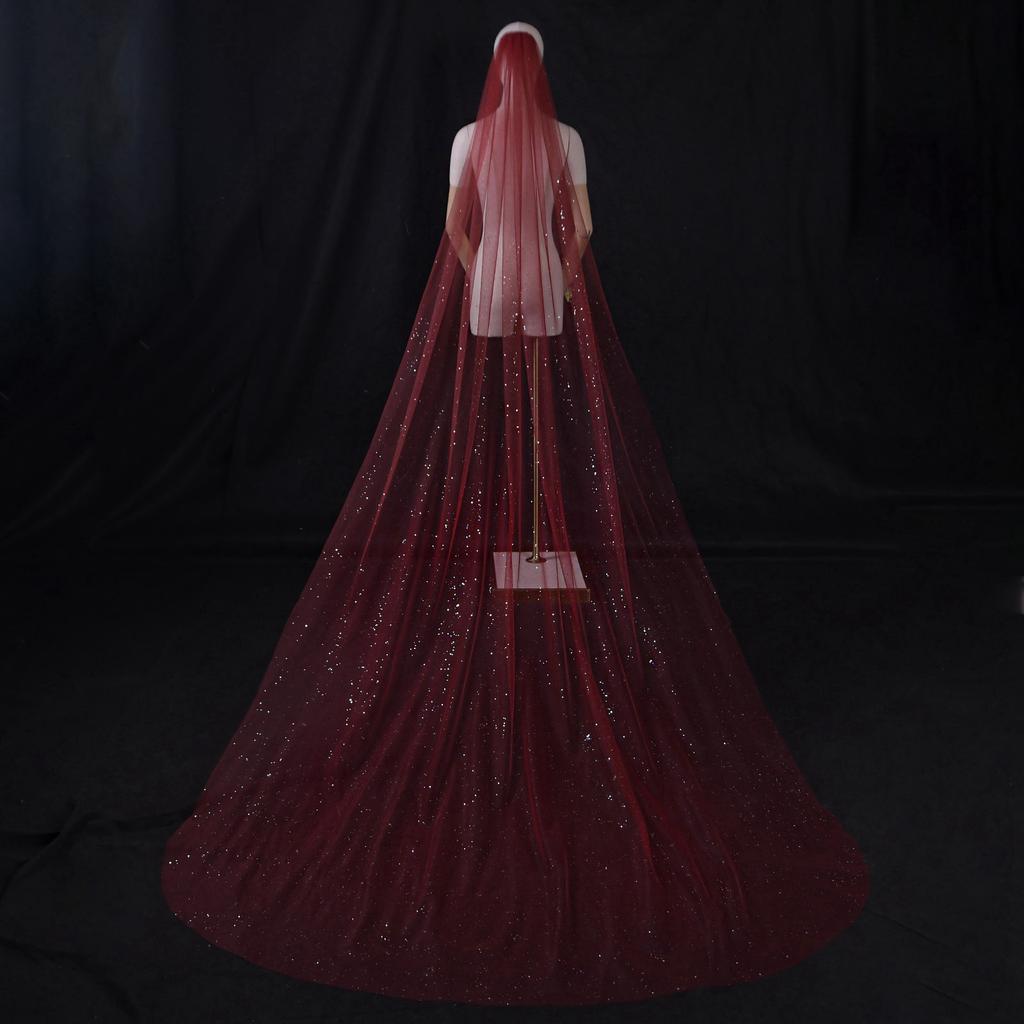 Wedding Veil Long Bridal Veil Glitter Tulle Floor Length for Weddings Bachelorette Party Occasion