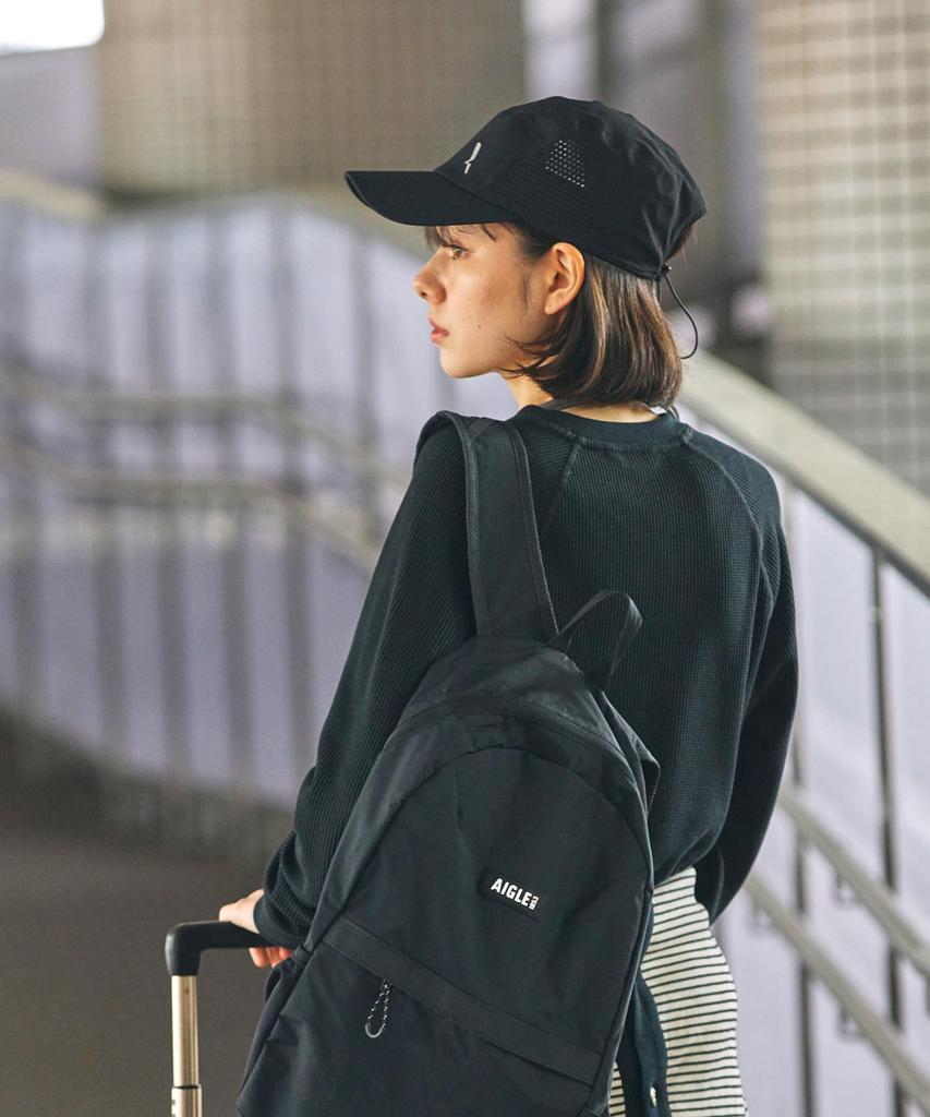 [Aigle] T-shirt [Official] UV Protection One Point Reflective Logo Mesh Cap Black Free Size