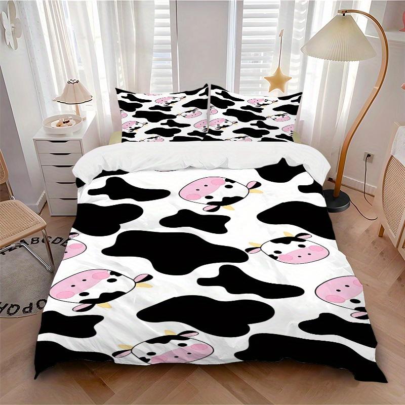 

3pcs Animal-themed Cow Print Soft and Comfortable Breathability, Bedding Set, Machine Washable, Suitable for All Seasons135 135x200cm