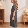 Girls Long Solid Bathrobe, Teen Long Sleeve Floor Length Sleep Robe, Casual Loose Loungewear Nightgown