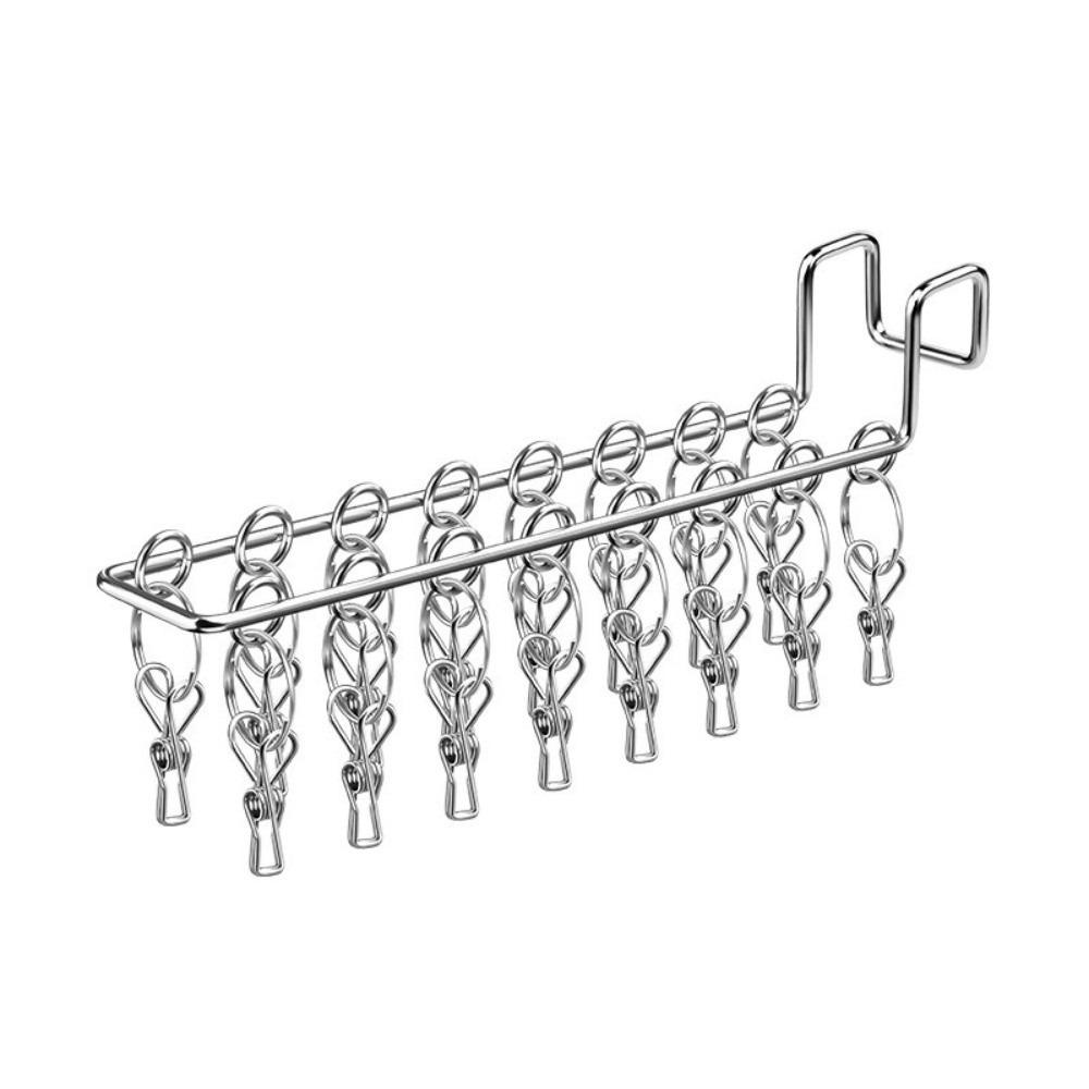 10/16 Clips Sock Drying Rack Wall-Mounted Stainless Steel Underwear Drying Rack Durable with Detachable Clips